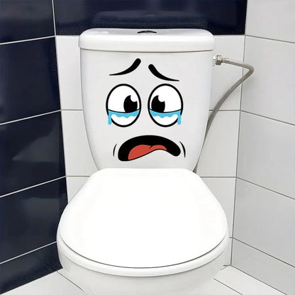 4 sheets/Set Cartoon Face Stickers,Self-Adhesive, Plastic Surface Compatible,Home Decoration Suitable for Trash Can, oilet Decor Good Vibrations