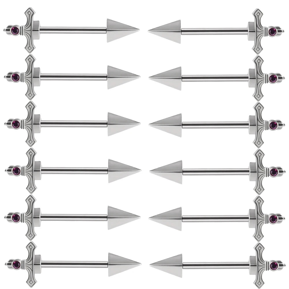 6Pairs/Lot 361L Surgical Steel Nipple Barbell Ring Moon Nipple Ring Scissors Nipple Shield 14G Tongue Piercing Body Jewelry Good Vibrations