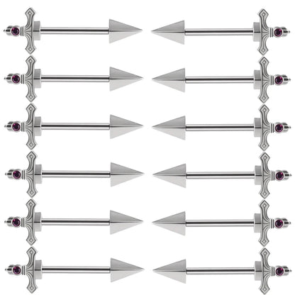 6Pairs/Lot 361L Surgical Steel Nipple Barbell Ring Moon Nipple Ring Scissors Nipple Shield 14G Tongue Piercing Body Jewelry Good Vibrations