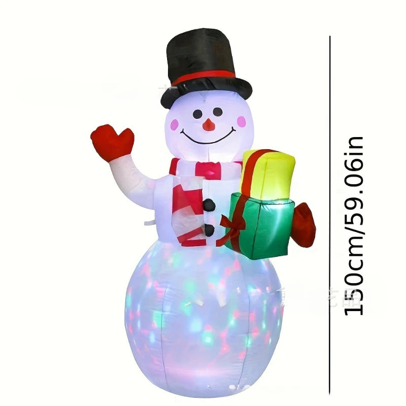 1.5m Christmas Inflatable Snowman Airblown Decor with LED Light Christmas Outdoor Courtyard Garden Doorway Ornaments Party Props Good Vibrations