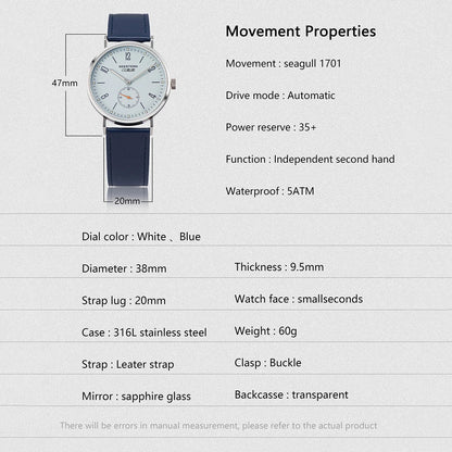SEESTERN 2024 New Men Watch Automatic Business Wristwatches ST1701 Movement Ultra Thin Clock Top Brand Luxury  Fashion Casual Good Vibrations