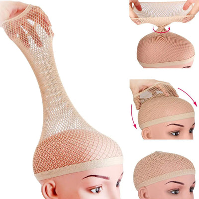 Wig Cap with Open-end for Women, Mesh Wig Cap for Long Hair, Wig Natural Nude Net Cap, 3 Pieces