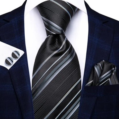 Hi-Tie Blue Business Solid 100% Silk Men's Tie NeckTie 8.5cm Ties for Men Formal Luxury Wedding High Quality Gravata Good Vibrations