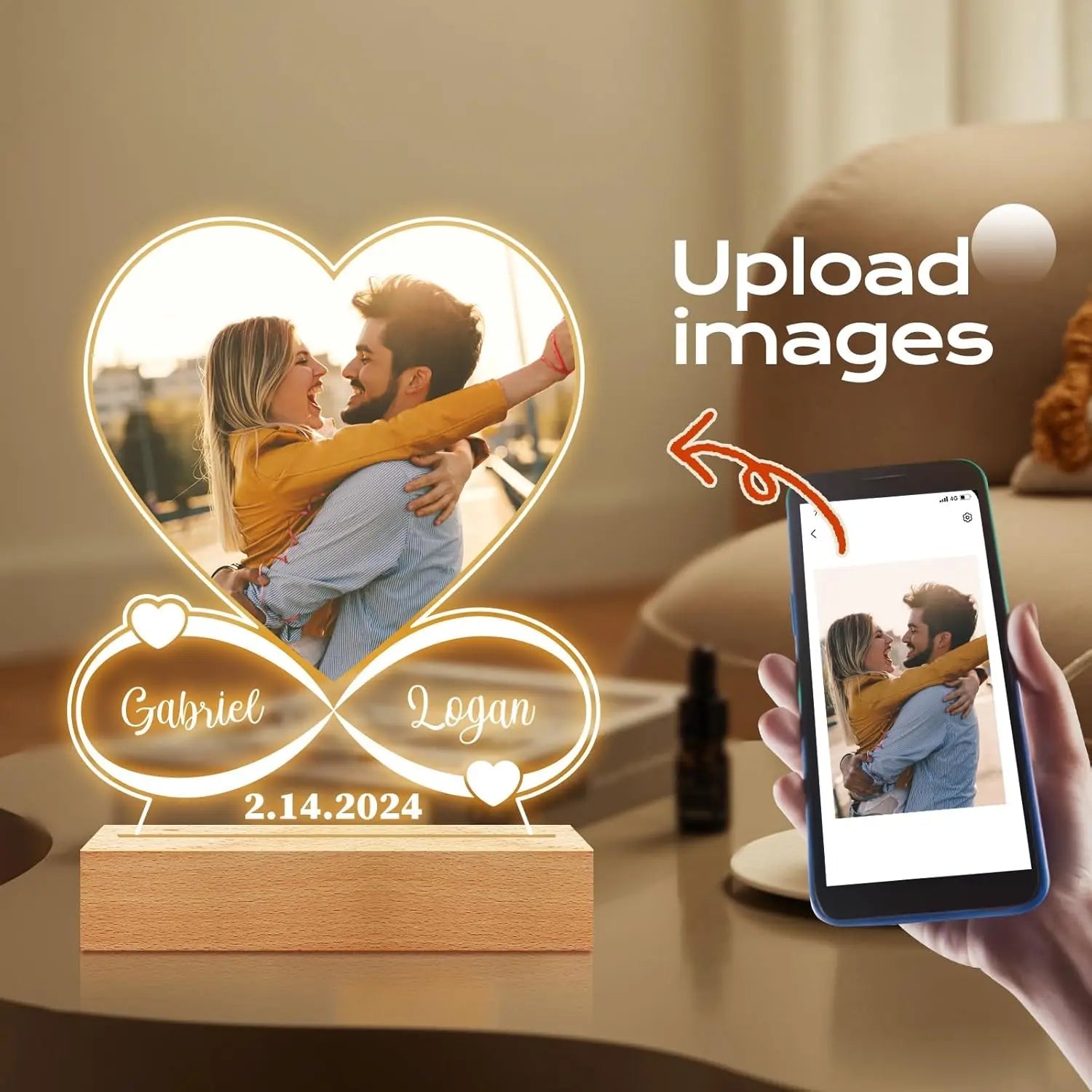 Custom Couples Gifts Personalized Photo Frame With Night Light Anniversary Valentine's Day Gifts for Women Men Girlfriend Him Good Vibrations Adult Super Store