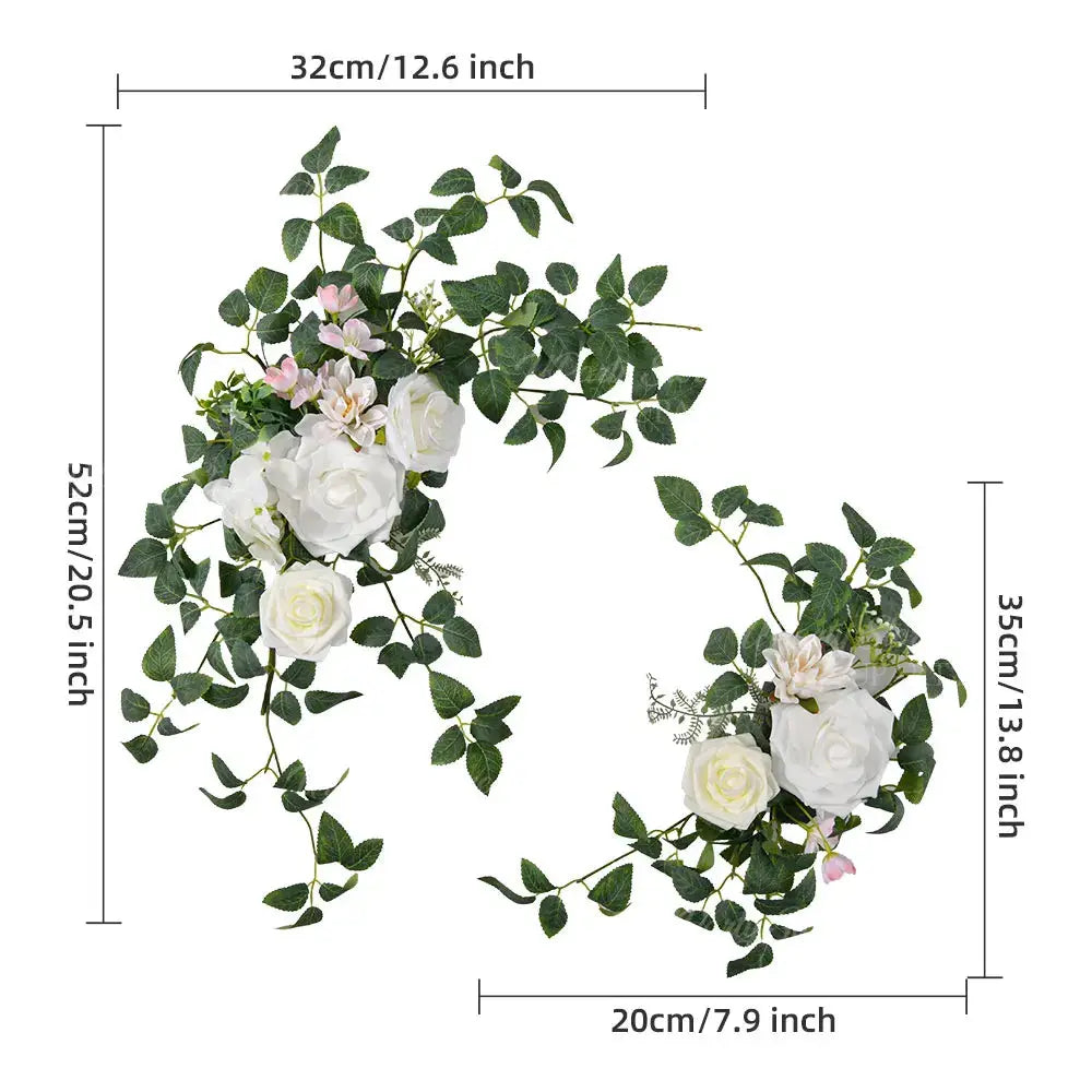 2pcs Wedding Arch Flowers Artificial Flowers Floral Garland for Bridal Shower Ceremony Welcome Sign Backdrop Stand Decorations Good Vibrations