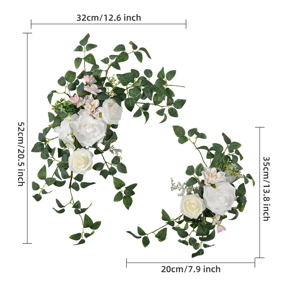 2pcs Wedding Arch Flowers Artificial Flowers Floral Garland for Bridal Shower Ceremony Welcome Sign Backdrop Stand Decorations Good Vibrations