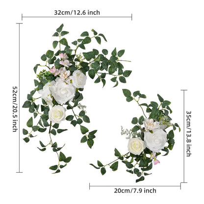 2pcs Wedding Arch Flowers Artificial Flowers Floral Garland for Bridal Shower Ceremony Welcome Sign Backdrop Stand Decorations Good Vibrations