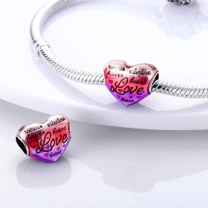 Heart Shape 925 Sterling Silver Family Lover Affection Pendant Charm Beads Fit Original Bangle Bracelet DIY Jewelry For Women Good Vibrations