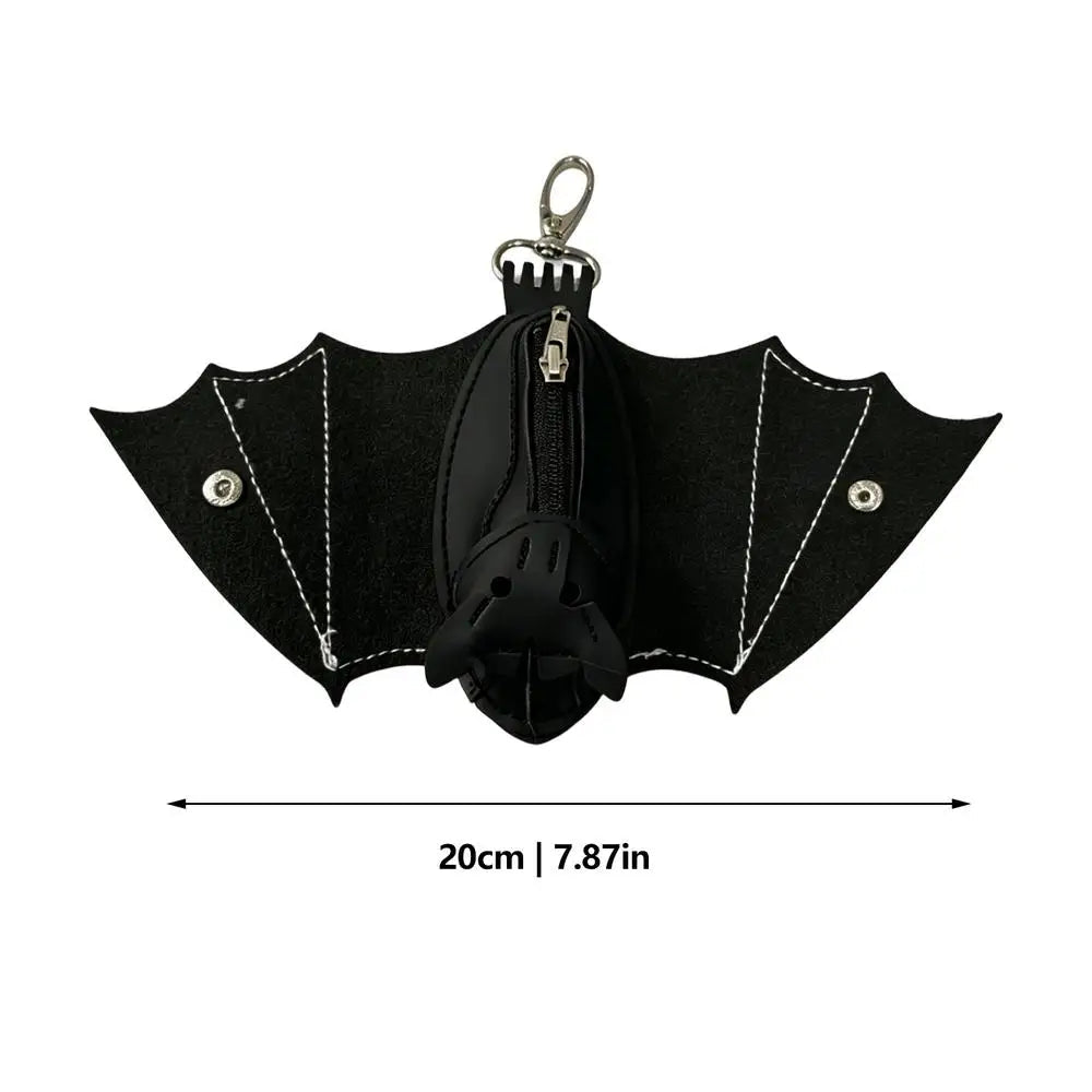 Coin Purse PU Leather Bat Gothic Bag Keychain Change Purse with Foldable Wings for Shopping Travel Work School Events Outdoor Good Vibrations
