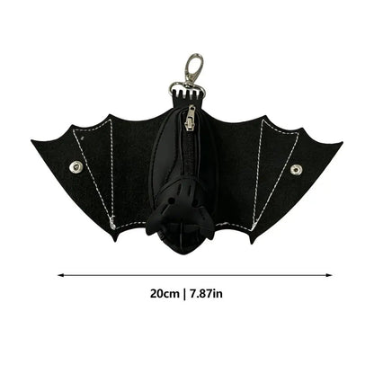 Coin Purse PU Leather Bat Gothic Bag Keychain Change Purse with Foldable Wings for Shopping Travel Work School Events Outdoor Good Vibrations