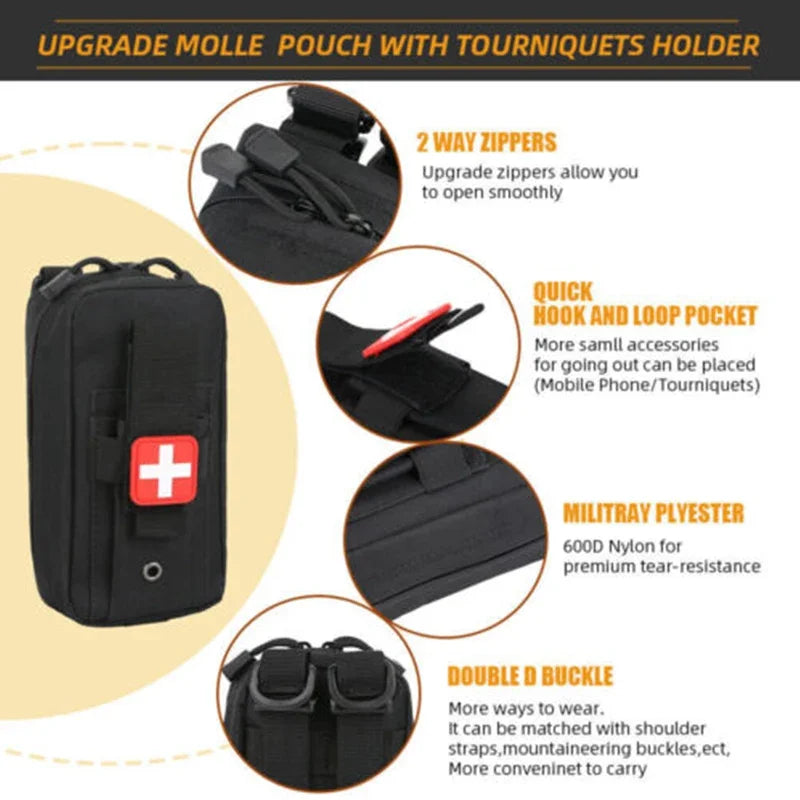 IFAK Trauma Survival Kit First Aid Medical Pouch Emergency Survival Gear Equipment with Molle Car Travel Hiking Tourniquetrats Good Vibrations