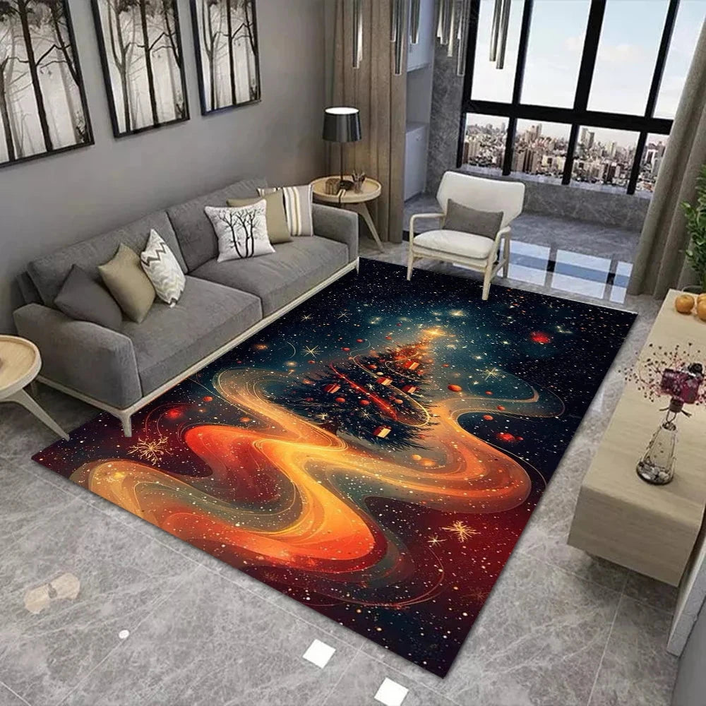 Christmas Theme Floor Mat Various Styles Glittering Trees Snowy Scenes and Festive Ornaments NonSlip Door Mat Rugs for Home Decor Good Vibrations
