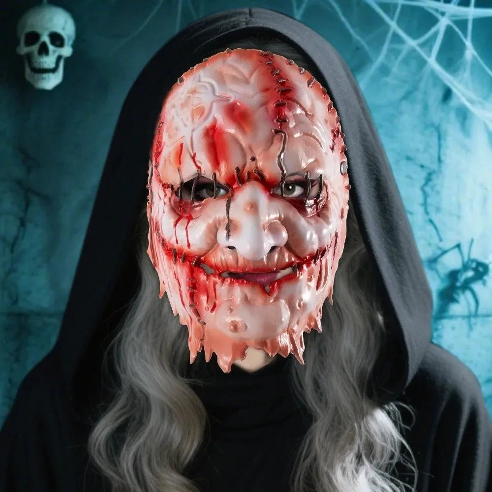 Blood Scar Halloween Witch Mask Facepiece Masquerade Dark Forest Mask Cosplay Old Man Face Scary Killer Devil Mask Halloween Good Vibrations