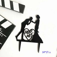 Wedding Cake Topper Bride Groom Mr Mrs Wedding Decorations Acrylic Black gold Cake Toppers Mariage Party Supplies Adult Favors Good Vibrations