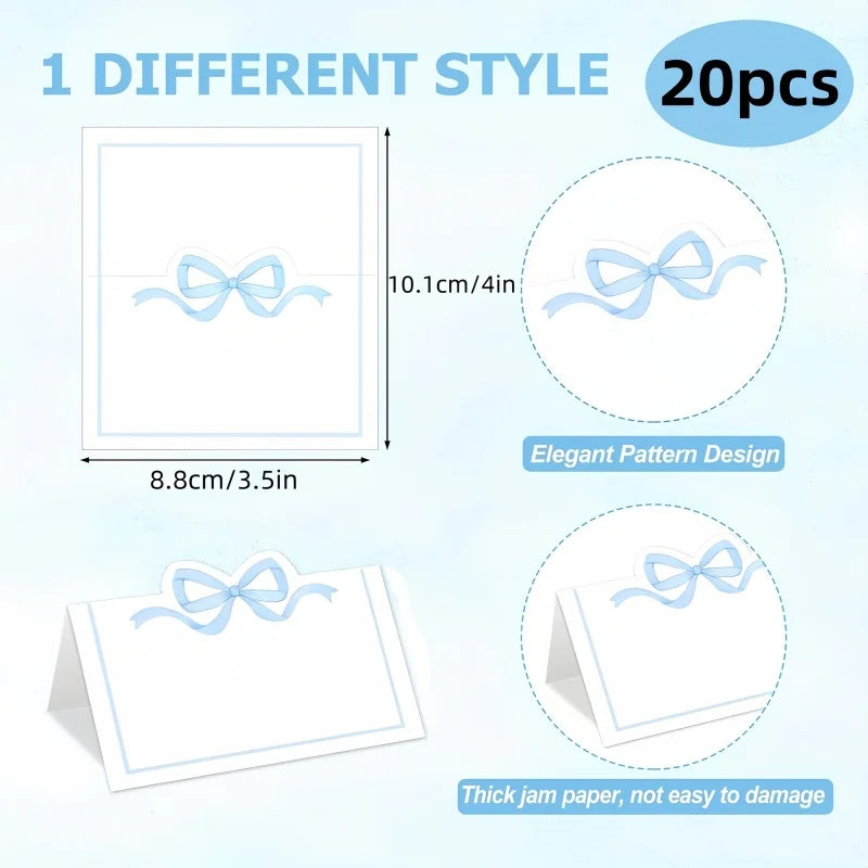 20pcs Pink Bow Seat Card Wedding Guest Name Seat Card Birthday Party Desktop Decoration Gift Card，Tea Party decoration supplies Good Vibrations