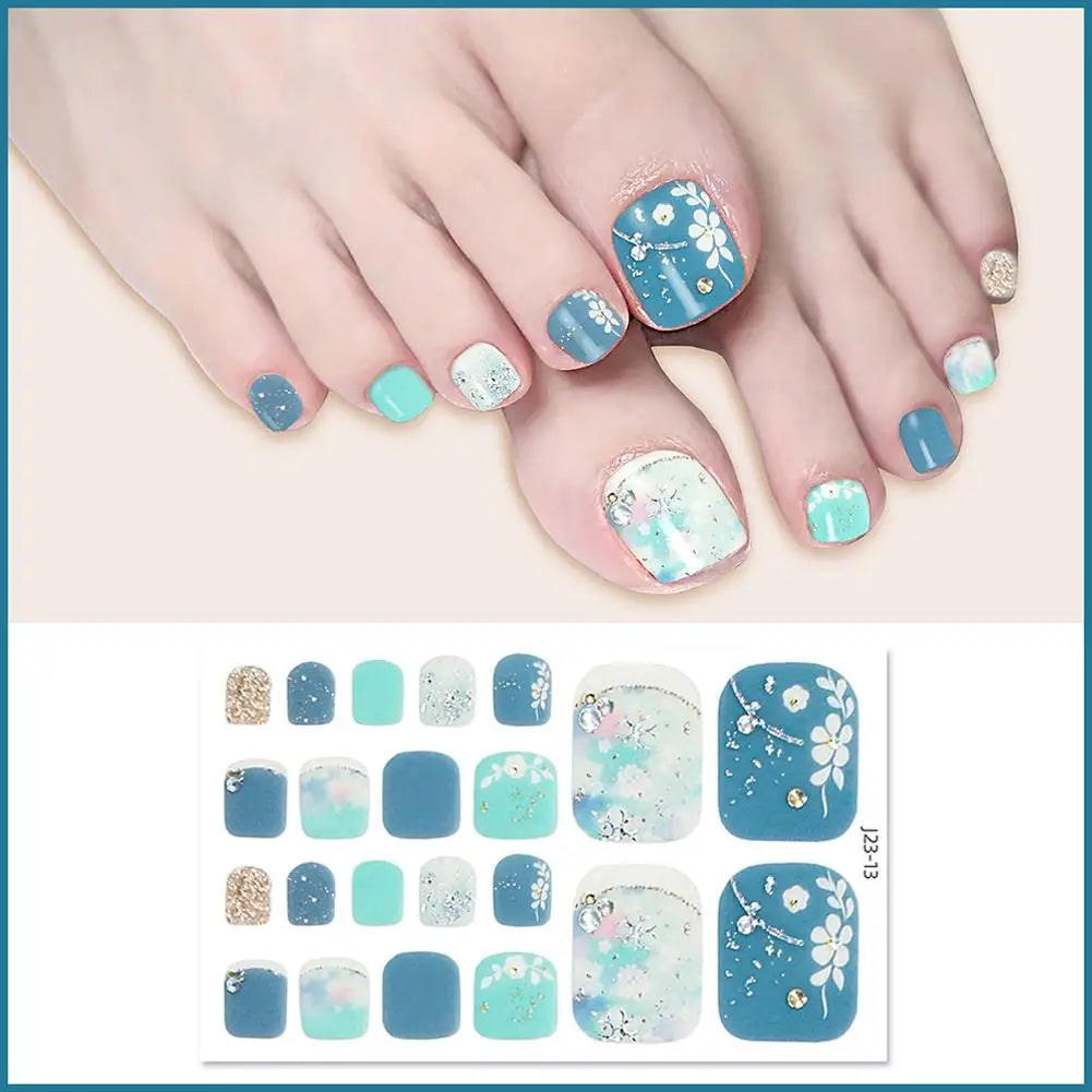 Nail Polish Film Toenail Stickers Solid Color Glitter Toe Nail Art Sticker DIY Waterproof Adhesive Nail Wraps Decals Decors Good Vibrations