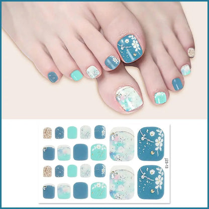 Nail Polish Film Toenail Stickers Solid Color Glitter Toe Nail Art Sticker DIY Waterproof Adhesive Nail Wraps Decals Decors Good Vibrations