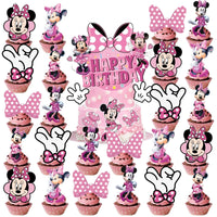 Minnie Cake Topper、Cupcake Toppers ，Minnie Birthday Decorations，Theme Party Supplies, Minnie Birthday Cake Decorations Good Vibrations