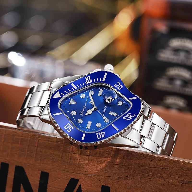 New Fashion Men Famous Luxury Casual Quartz Watch Mens Business Stainless Steel Watches For Gifts Relogio Masculino Male Clock Good Vibrations