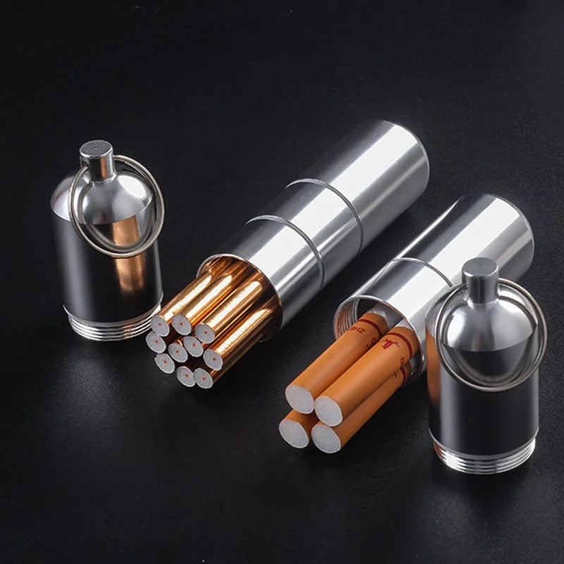 Silver Aluminum Alloy Cigarette Box Waterproof Cigarete Case Pill Toothpick Capsule Cigarette Accessory Mens Gift Gadgets Good Vibrations