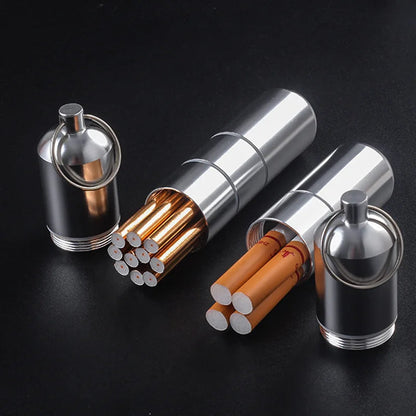 Silver Aluminum Alloy Cigarette Box Waterproof Cigarete Case Pill Toothpick Capsule Cigarette Accessory Mens Gift Gadgets Good Vibrations