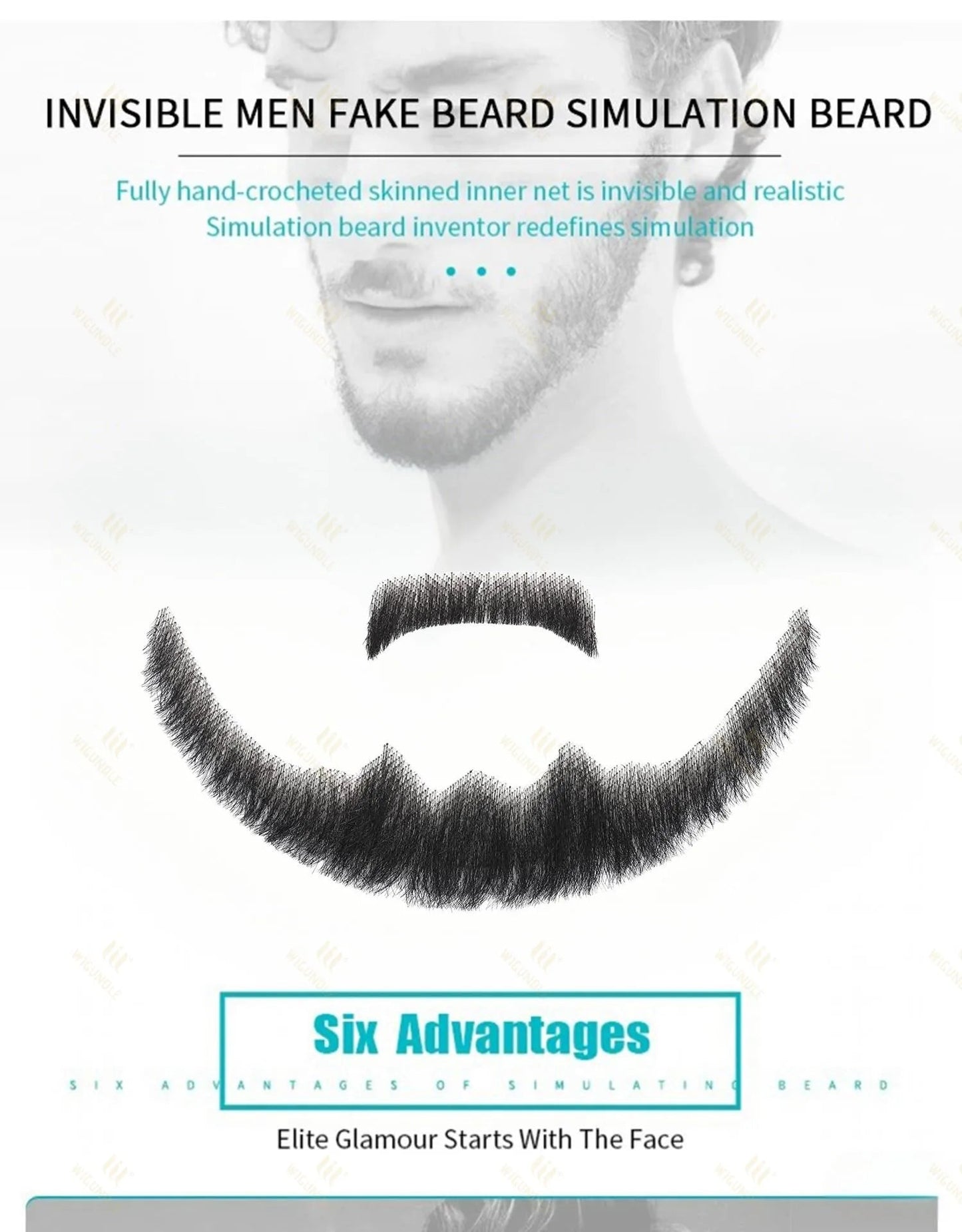 Wigundle Man's Beard Hand Made Real Hair Fake Beard Mustache Fancy Synthetic Invisible for Makeup Fake Hair Cospaly Party Tools Good Vibrations