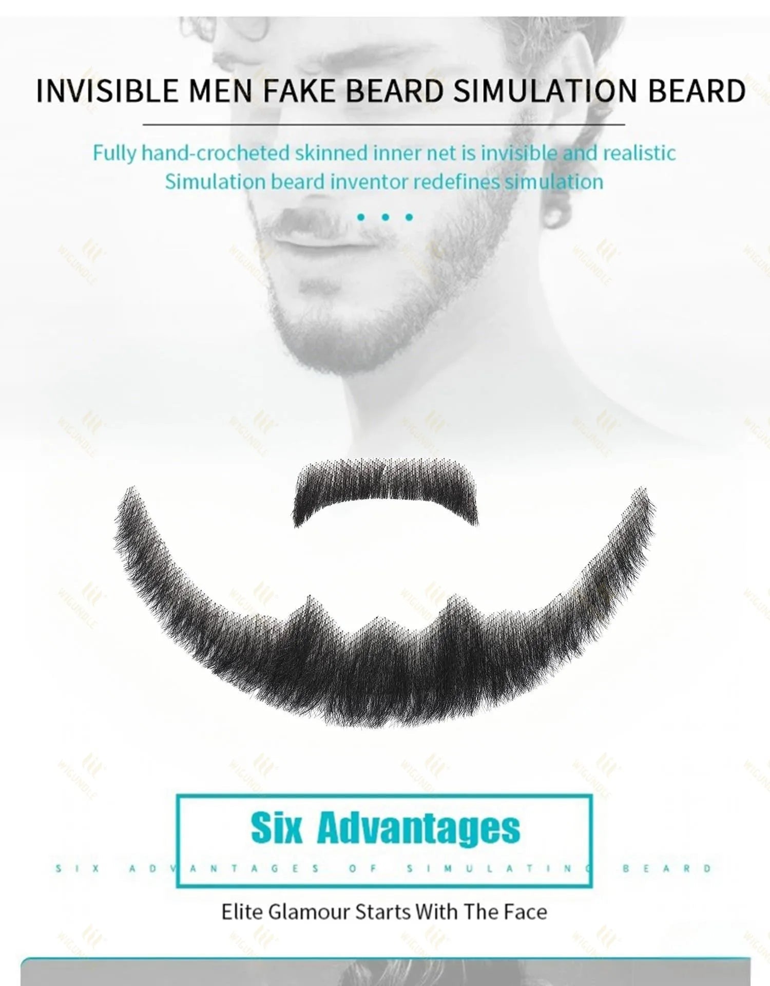 Wigundle Man's Beard Hand Made Real Hair Fake Beard Mustache Fancy Synthetic Invisible for Makeup Fake Hair Cospaly Party Tools Good Vibrations