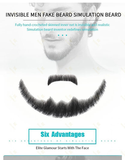 Wigundle Man's Beard Hand Made Real Hair Fake Beard Mustache Fancy Synthetic Invisible for Makeup Fake Hair Cospaly Party Tools Good Vibrations