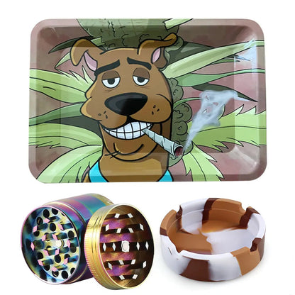18cmx12.5cm Herb Tobacco Rolling Tray Set Silicone Ashtray Ash Tray 40mm Metal Herbal Grinder Kit Smoking Accessories Good Vibrations Adult Super Store