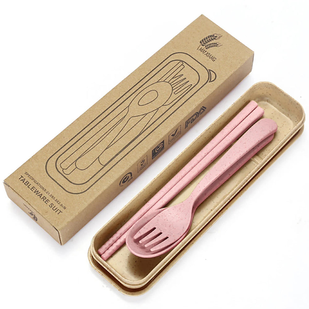 Fork Spoon Chopsticks Bowls Cup Dish Dinnerware Set High Grade Wheat Straw Tableware Children's Unbreakable Dishes Camping Set Good Vibrations