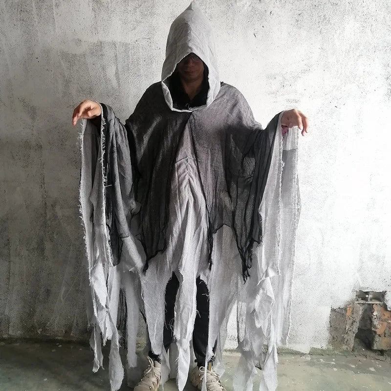 Halloween Ghost Dementors Cosplay Costume For Adult New Gothic Horror Zombie Tattered Hooded Capes Day Of The Dead Party Cloaks Good Vibrations