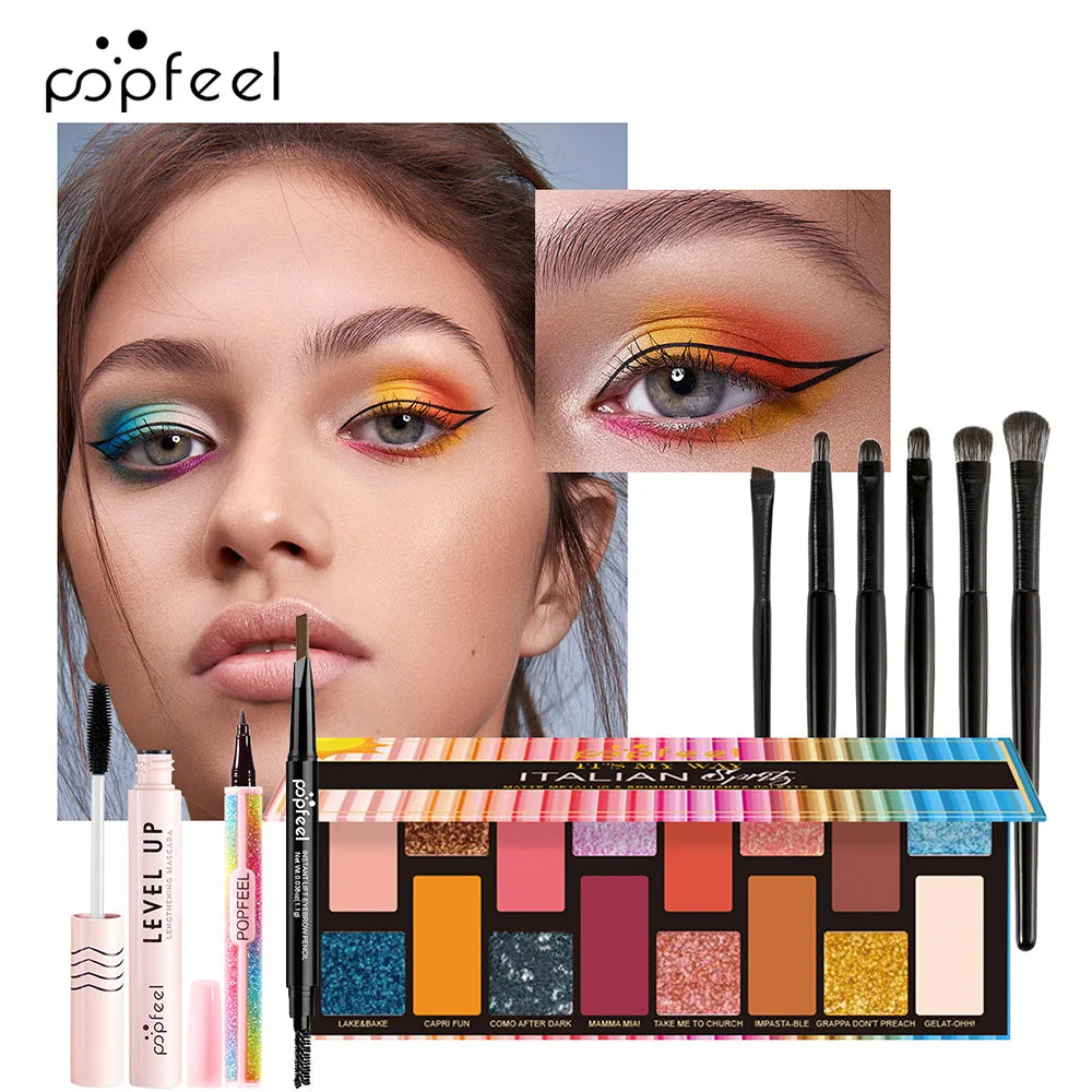 POPFEEL All-in-One Makeup Kit Gift Set with Eyeshadow Palette Foundation Lip Gloss Blush Brushes Eyeliner and More Beauty Gifts Good Vibrations