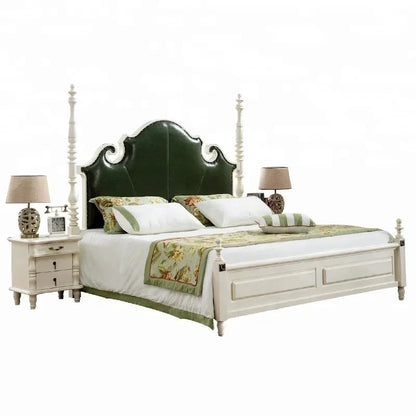 Leather Headboard King Size Bed MDF Wooden New American Style Blackish Green Home Furniture Bedroom Furniture 1 Bed Modern Good Vibrations