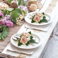 Yannew 3pcs Rustic Artificial Rose Flower Cake Toppers Birthday Country Wedding Cake Decoration Table Centerpieces Arrangement Good Vibrations