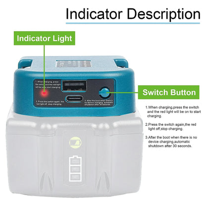 USB Power Bank r Adapter for Makita/Dewalt/Milwaukee 18V Li-ion Battery Rack Holder USB Type-C Output Fast Charging Interface Good Vibrations