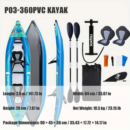 KOETSU P03 brushed inflatable kayak single and double inflatable boat,suitable for water outdoor activities, sports, fishing Good Vibrations