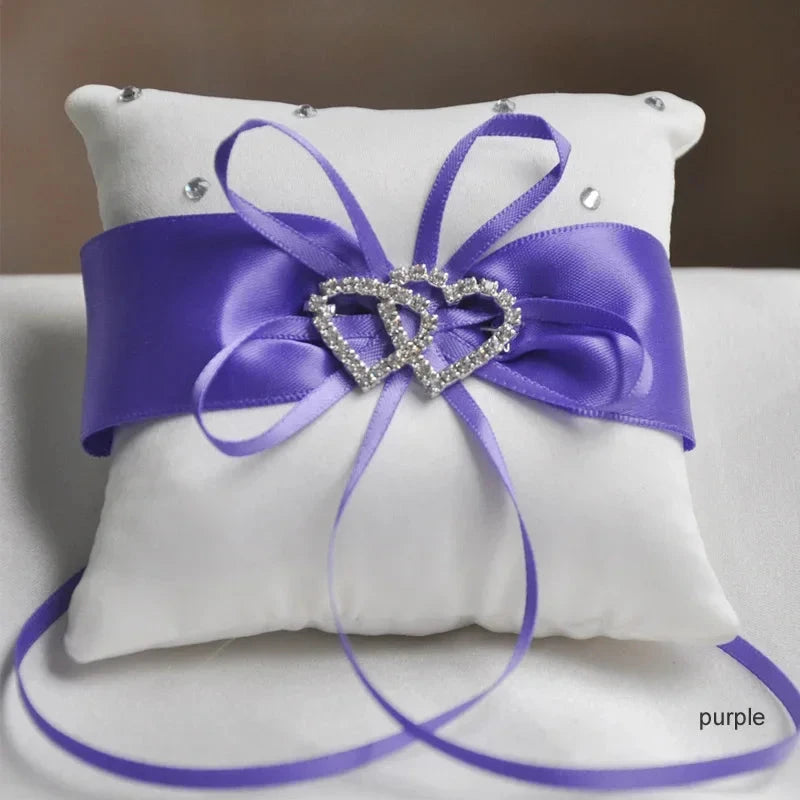 Pocket Ring Decoration Ribbon Pearls Ring Pillow Bridal Wedding Ceremony Pocket Ring Pillow Cushion Bearer with Ribbons Good Vibrations