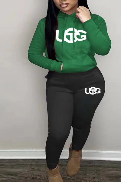 Women's Suits Letter Print Fashion Sets Casual Pullover Tracksuit 2 Piece Hoodies Sweatshirts + Sweatpants Set