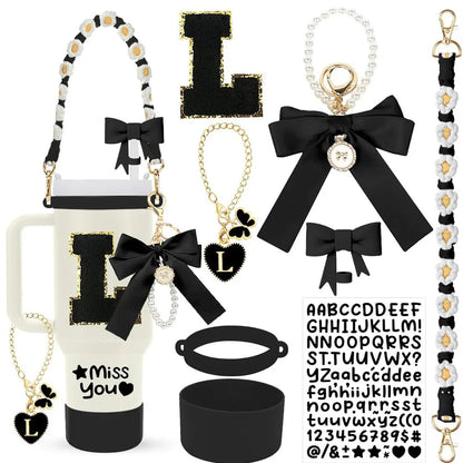 8Pcs Cup Accessories Including Straw Topper,Silicone Prorective Boot,Cup Charm,Stickers and Handle Strap for 40oz Tumbler Cup Good Vibrations