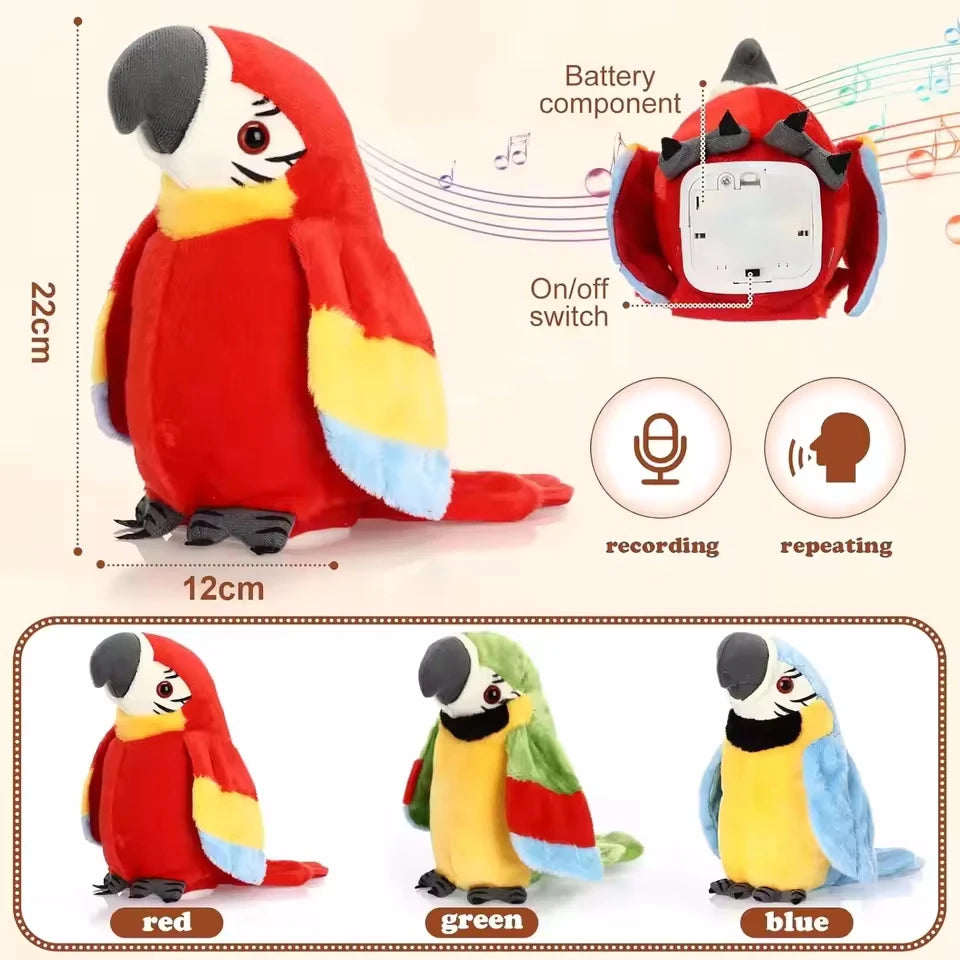Talking Parrot Toy Interactive Stuffed Animal Plush Toy for Kids Record Parrot Repeat What You Say Funny Bird Toy Children Gift Good Vibrations