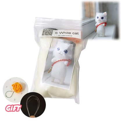 Cute and Interesting handmade toys DIY wool felt cat kits unfinished plush doll poking music toy gift Non-finished product Good Vibrations