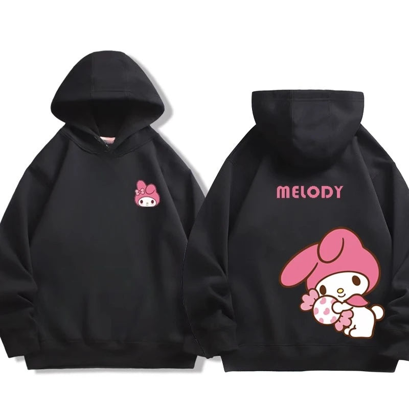 Sanrio co-branded sweatshirt for boys and girls Kuromi pattern print children's autumn and winter hoodie sweatshirt trend Good Vibrations