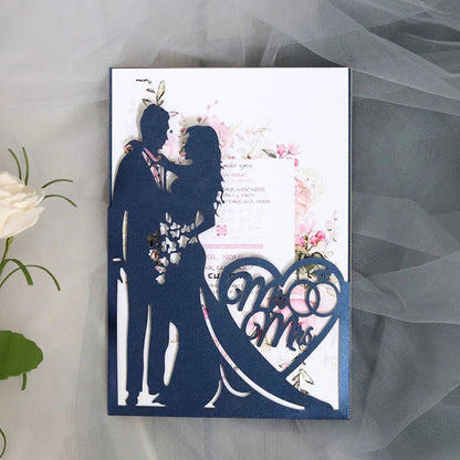 25 Pieces 250gsm Strong Pink Pearly Paper Wedding Invitations Personalized Print Bride Groom Engagement Invite Card IC155 Good Vibrations