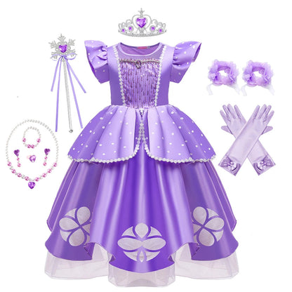 Girls Sofia Princess Dress Birthday Party Costume Kids Summer Purple Sophia Vestido Baby Halloween Cosplay Luxury Gown Good Vibrations