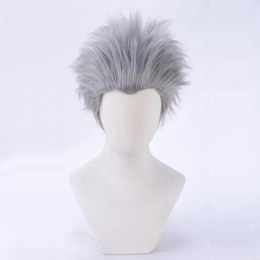 Vergil Cosplay Wig Short Silver Grey Slicked-back Hair Heat Resistant Synthetic Hair Wigs Good Vibrations
