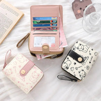 Cute Cat Coin Purse Women Fashion Short Wallet PU Leather Large Capacity Wallet Lightweight ID Card Holder Travel Cash Coin Bag Good Vibrations