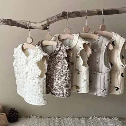 Korean Baby Autumn Winter Floral All-match Vest Baby Windproof Vest Jacket Toddler Girl Spring Waistcoat Cotton Padded Outwear Good Vibrations
