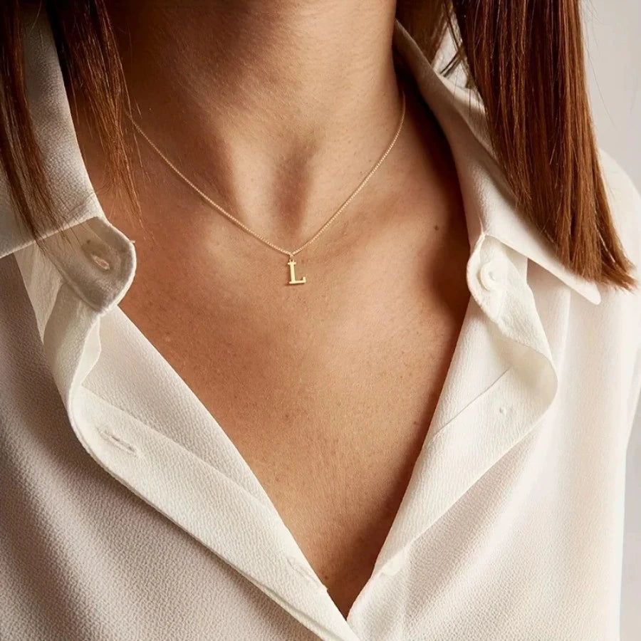 A-Z Initial Necklace 18K Gold Plated Necklace Cute Letter Stainless Steel Necklace for Women Good Vibrations