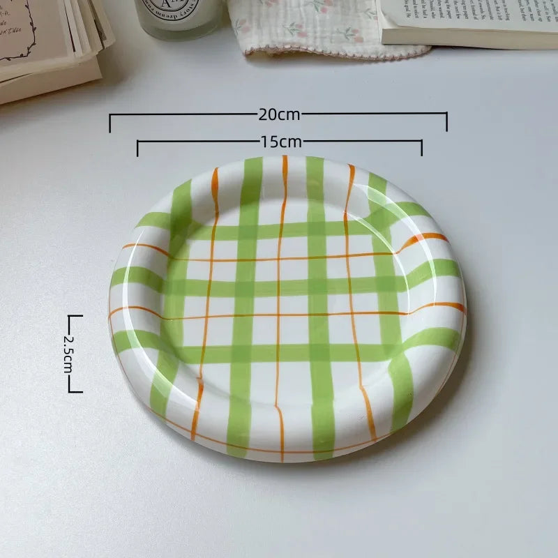 1pcs 6/8Inches Cream Luxury Plate Dish Food Grade Ceramic Snack Cake Plate Household Tableware Ceramic Dishs Table Decorations Good Vibrations