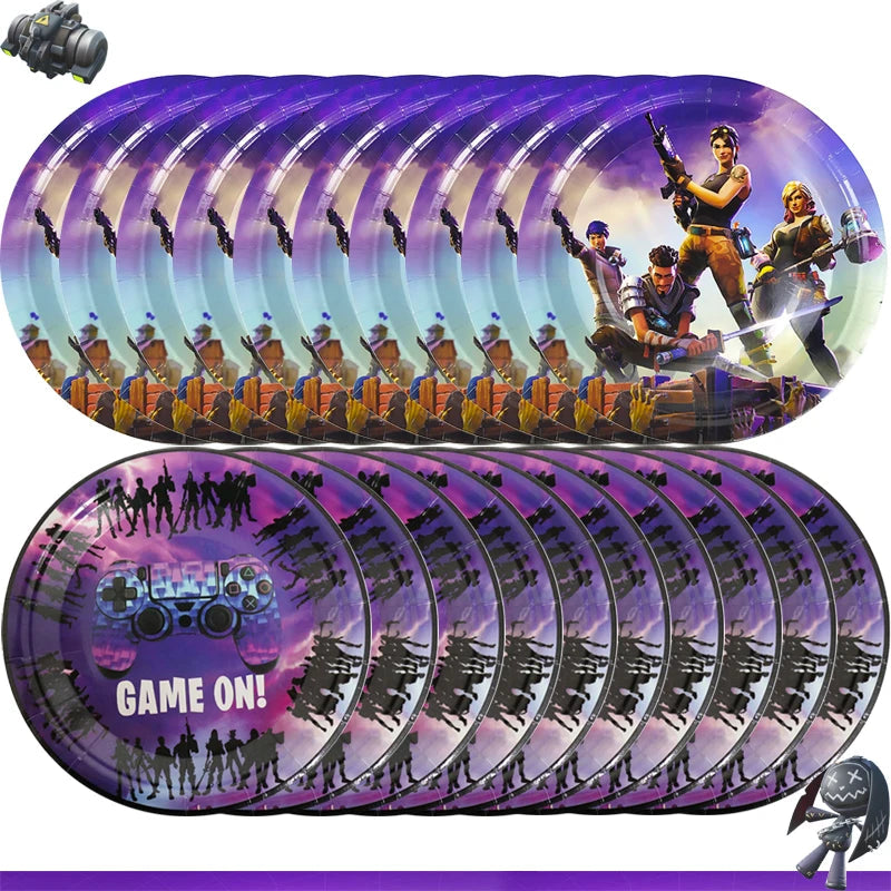 Video Game Fortnitions Birthday Party Decoration Cartoon Alpaca Llama Plate Tablecloth Baby Shower Kids Favors Party Supplies Good Vibrations